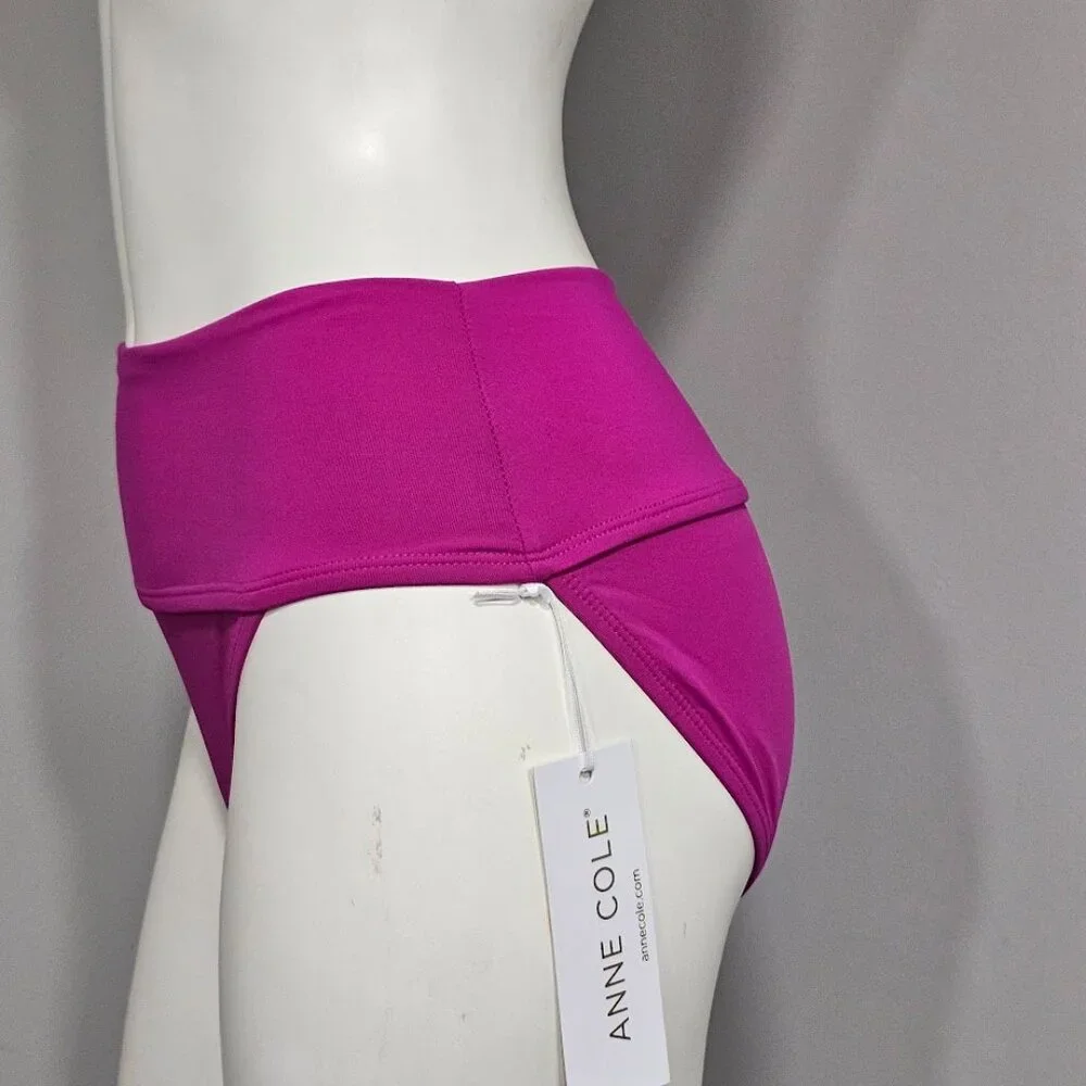 Anne Cole High Live In Color Soft Band High Waist Swim Bikini Bottom